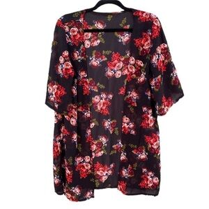 Floral Rose Sheer Kimono Shaw Sz L